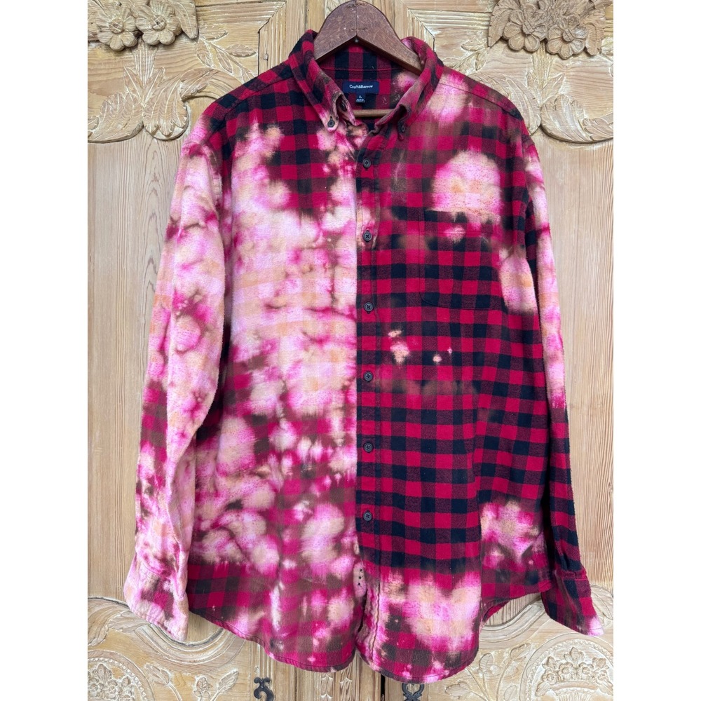 Vintage Marijuana Propaganda Flannel Bleach Dye Buffalo Plaid Shirt - Picture 4 of 7